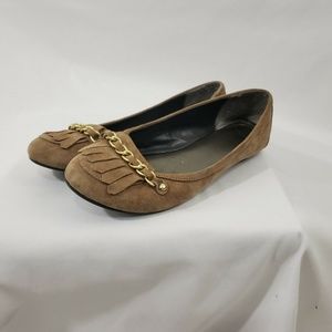 Vintage Monet Women's Tan Suede Flats Size 8.5 Gol